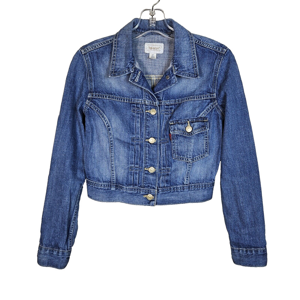 Levis Denim Jacket Women S Jean Y2K Cropped Cotton Coastal Cowgirl Western Blue